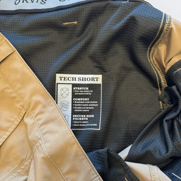 Orvis Men's Tech Shorts Tan Khaki Stretch Size 40 9" Inseam - Picture 7 of 7